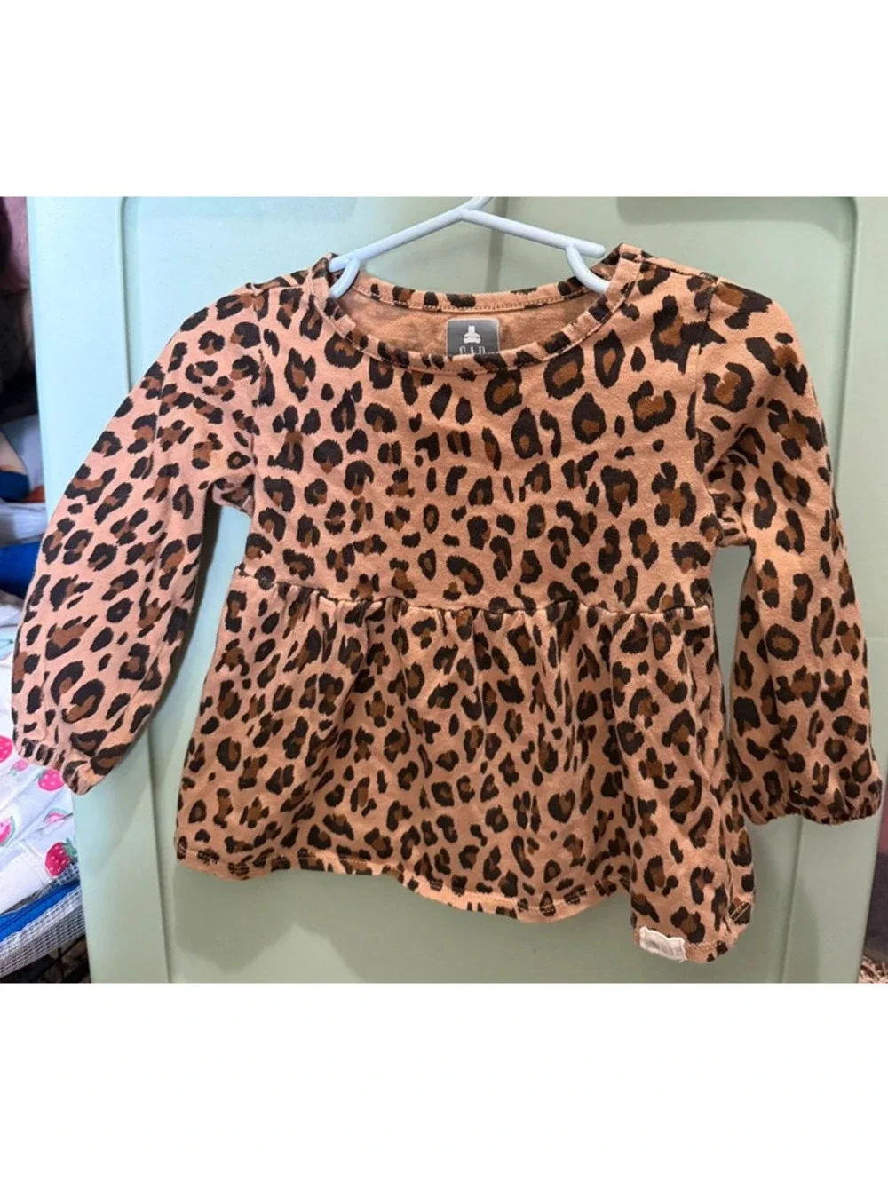 GAP Leopard Print Long Sleeve Peplum Top